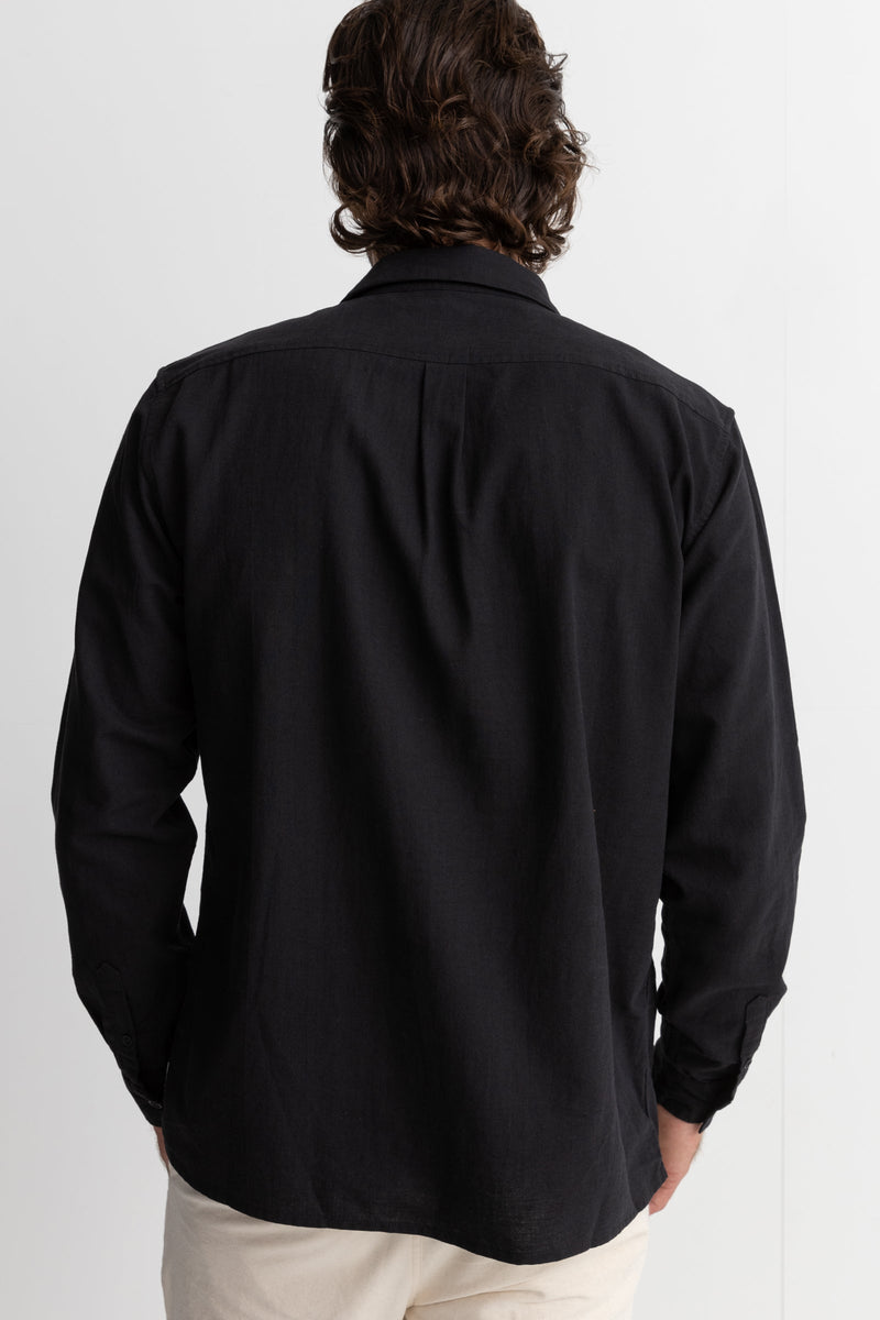 Classic Linen Ls Shirt Vintage Black