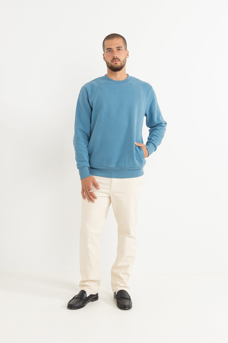 Classic Fleece Crew Mineral Blue