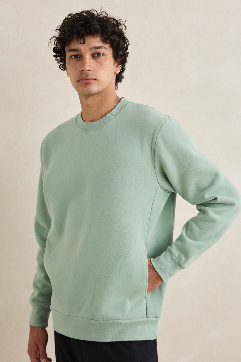 Classic Fleece Crew Seafoam