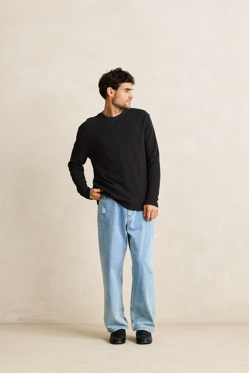 Classic Waffle Knit Vintage Black