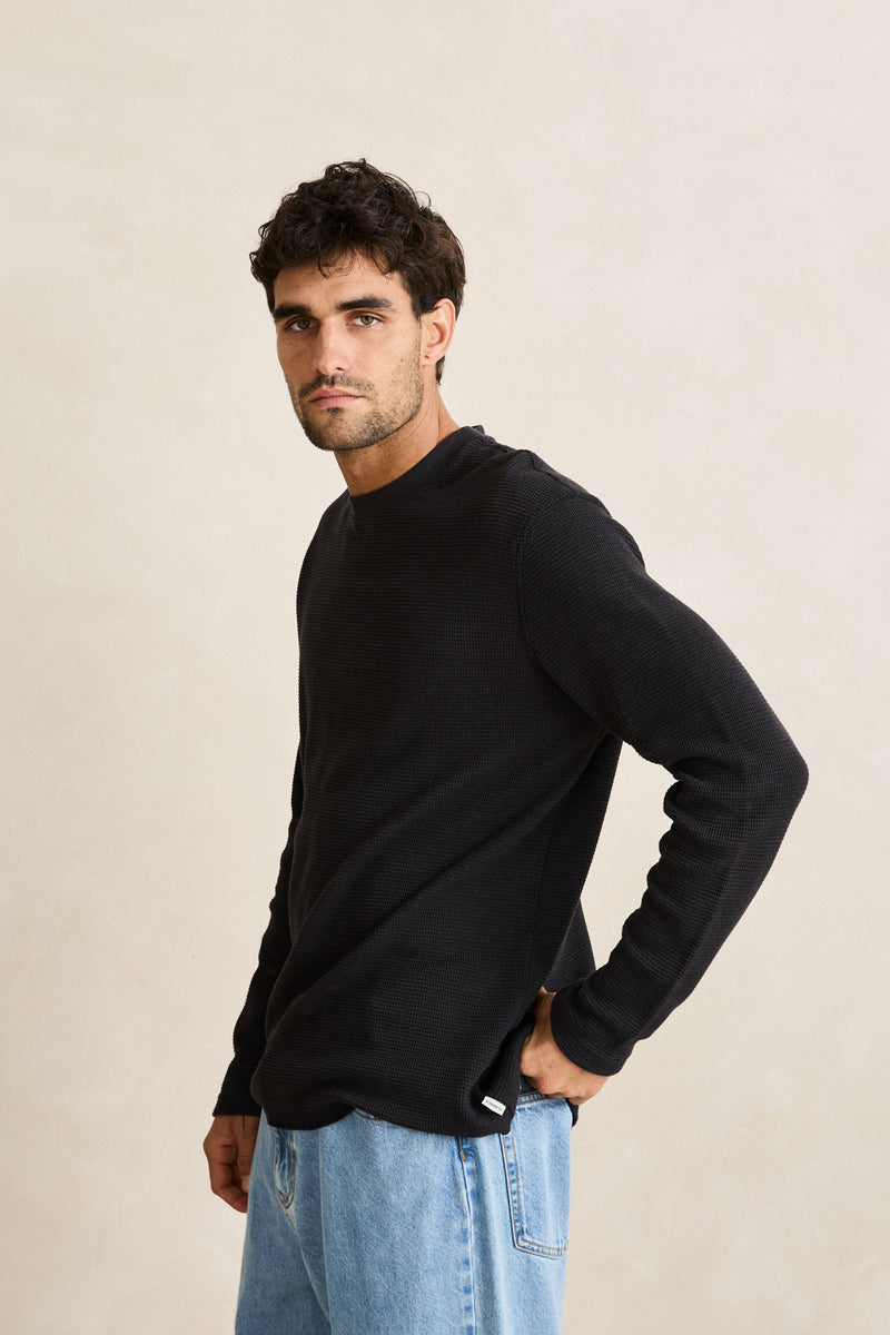 Classic Waffle Knit Vintage Black