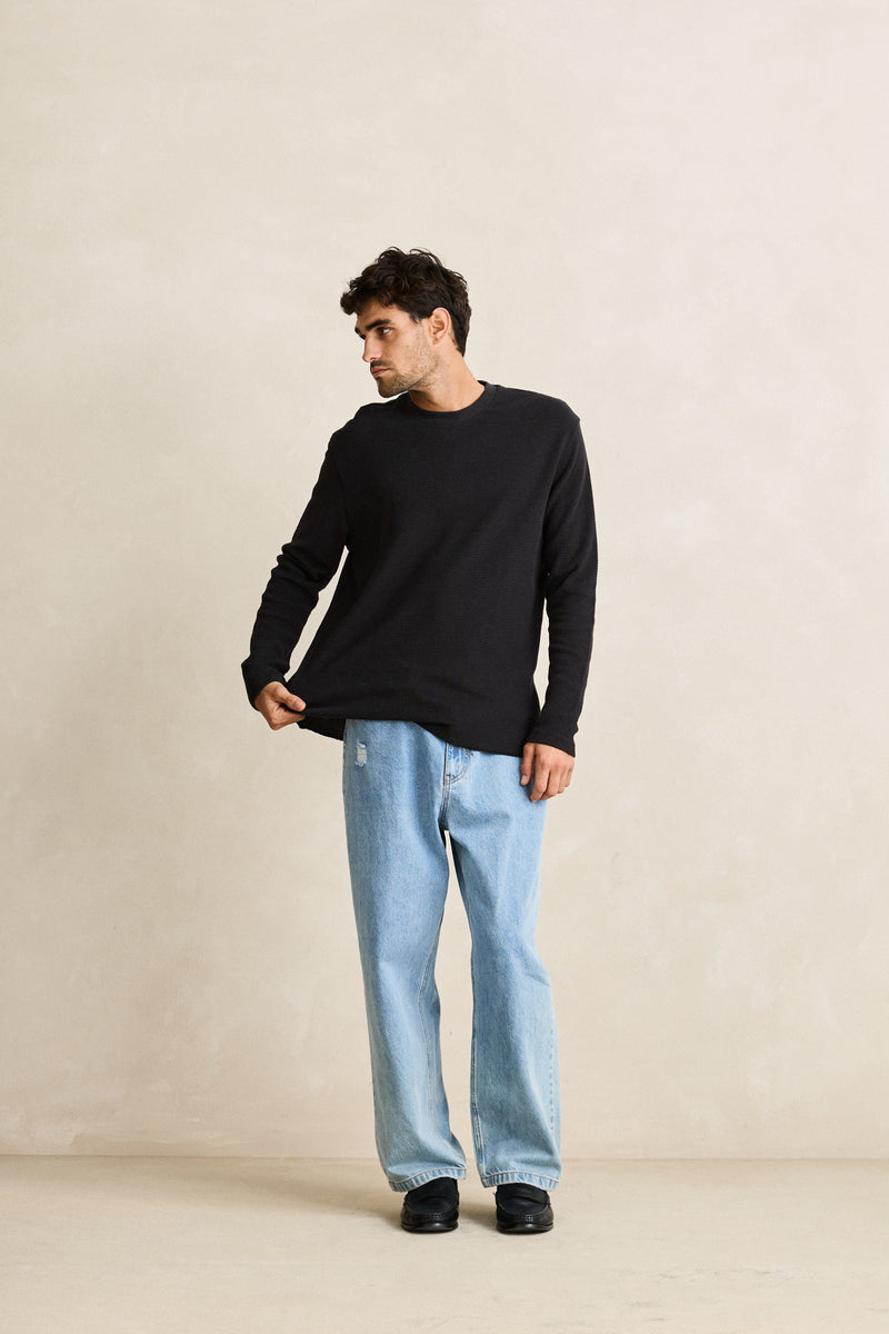 Classic Waffle Knit Vintage Black