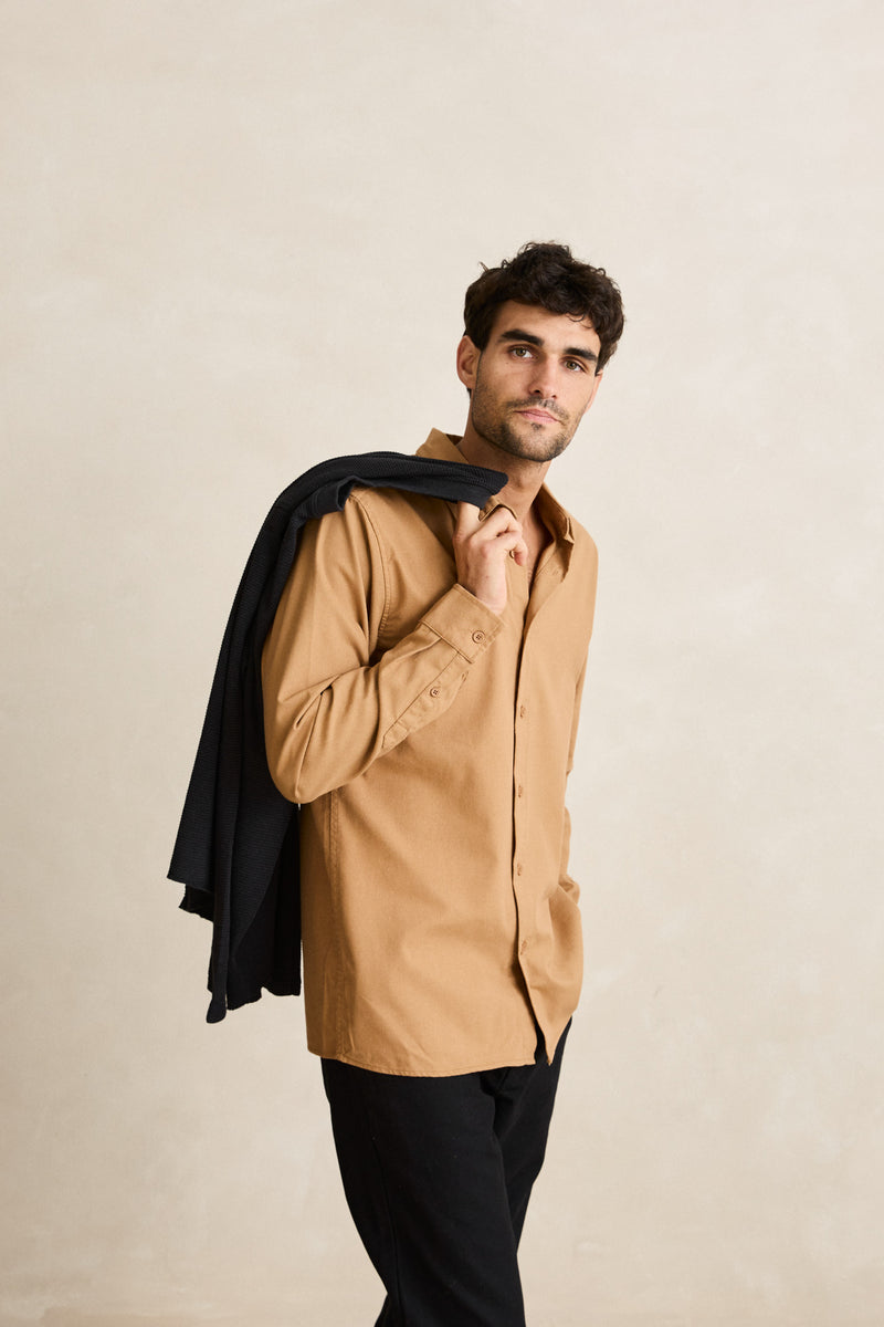 Classic Linen Ls Shirt Ochre