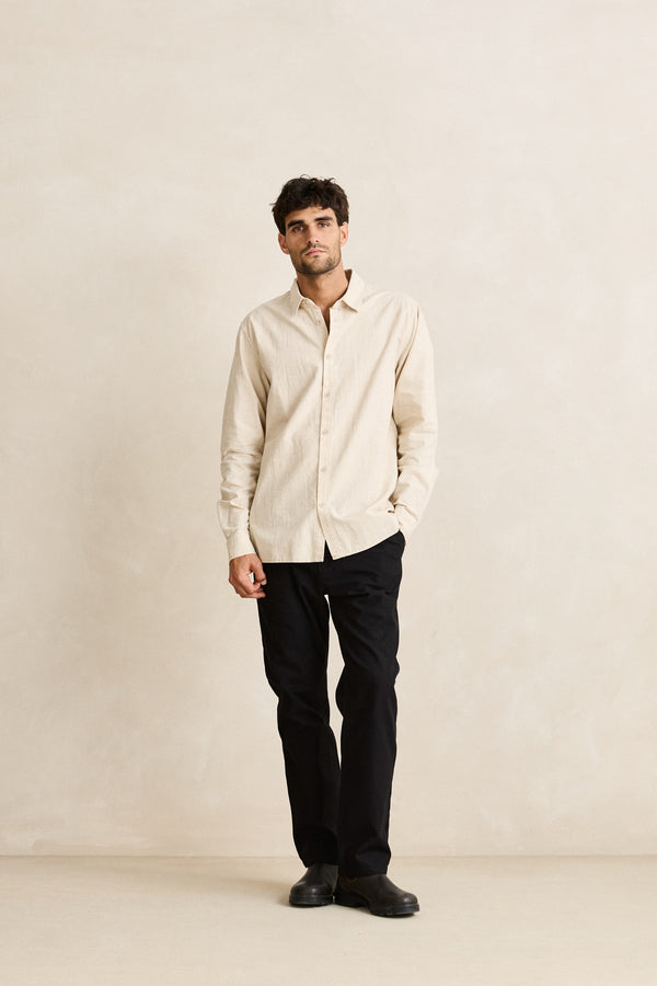 Classic Linen Ls Shirt Sand