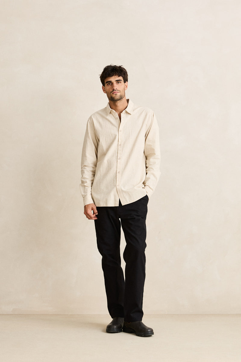 Classic Linen Ls Shirt Sand