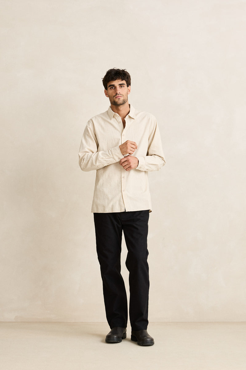 Classic Linen Ls Shirt Sand