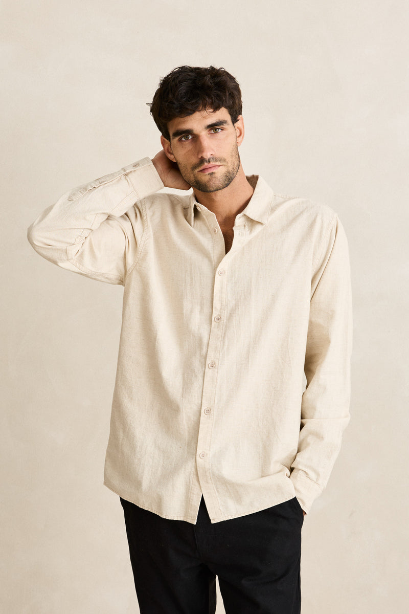 Classic Linen Ls Shirt Sand