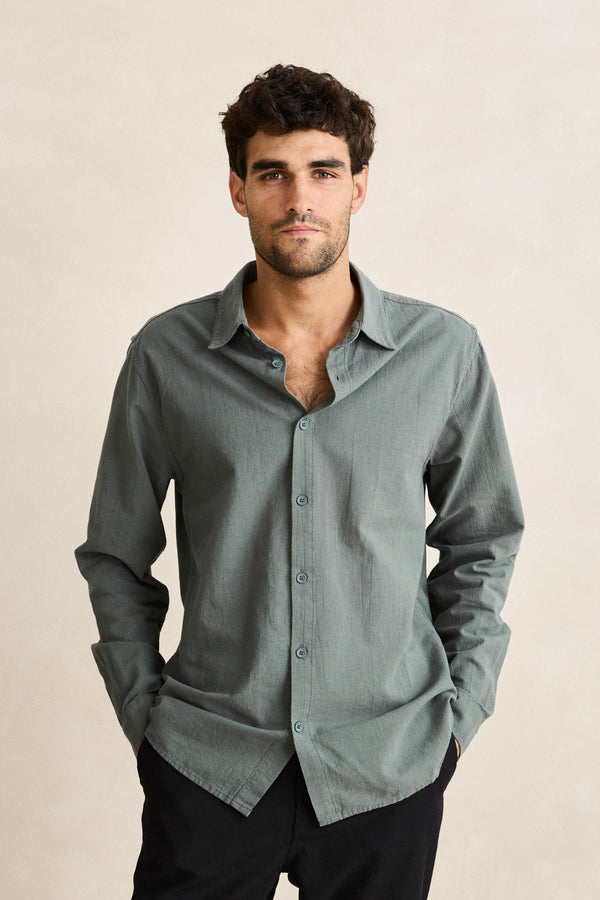 Classic Linen Ls Shirt Silver Pine
