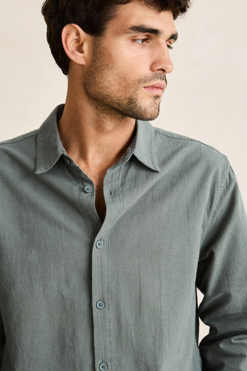 Classic Linen Ls Shirt Silver Pine