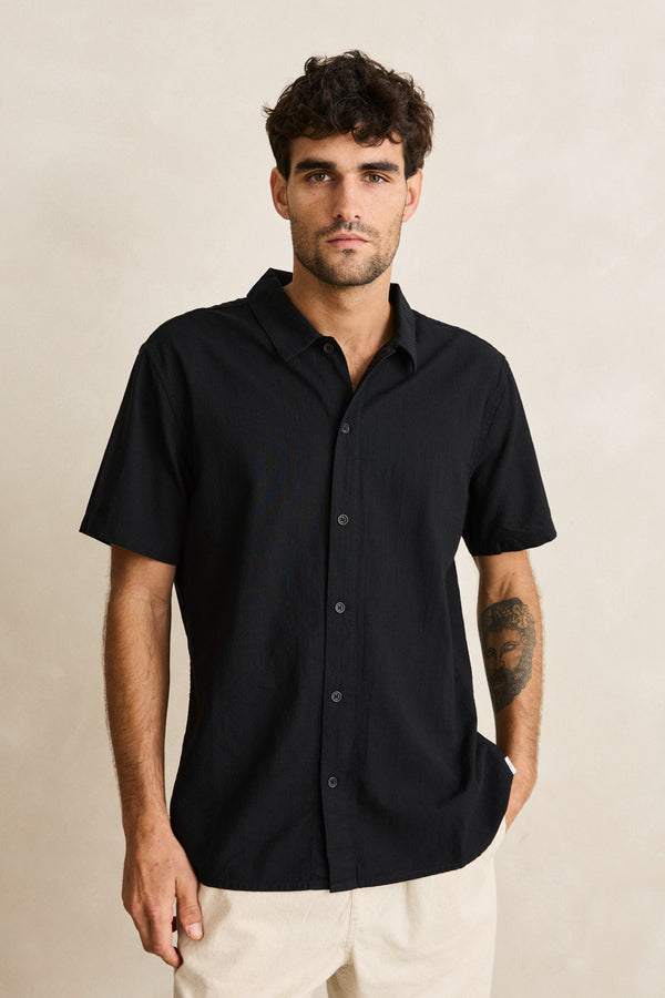 Classic Linen Ss Shirt Vintage Black