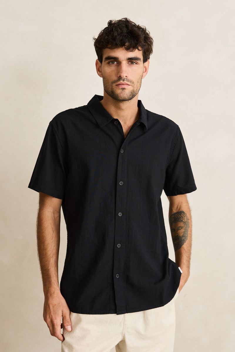 Classic Linen Ss Shirt Vintage Black