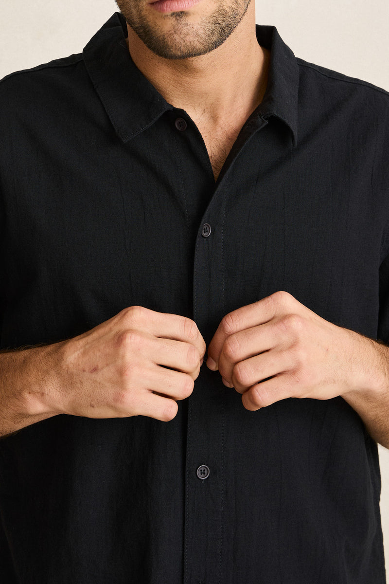 Classic Linen Ss Shirt Vintage Black