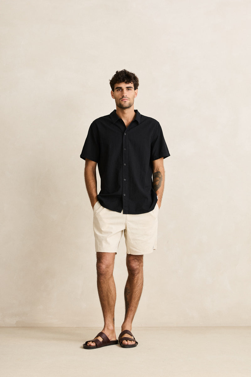 Classic Linen Ss Shirt Vintage Black