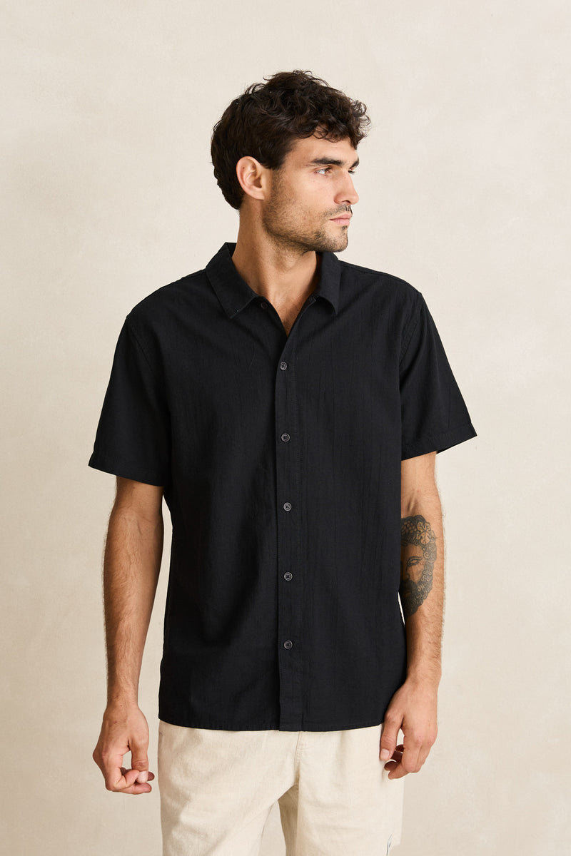 Classic Linen Ss Shirt Vintage Black