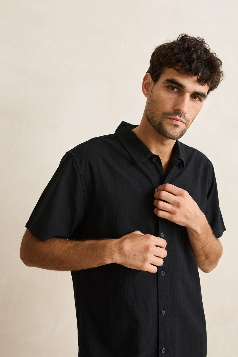 Classic Linen Ss Shirt Vintage Black