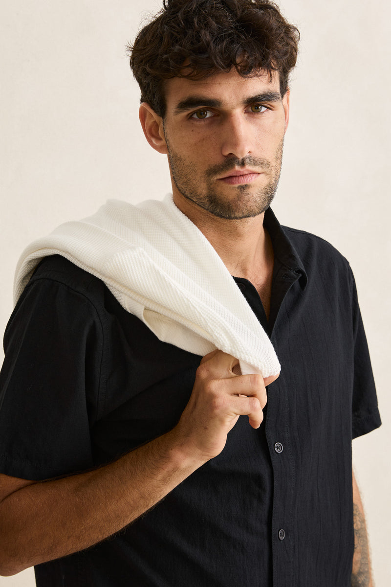 Classic Linen Ss Shirt Vintage Black