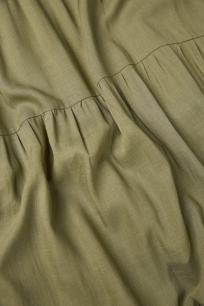Classic Tiered Midi Dress Olive