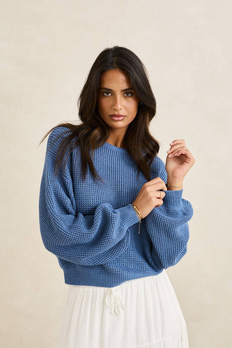 Classic Knit Jumper Steel Blue