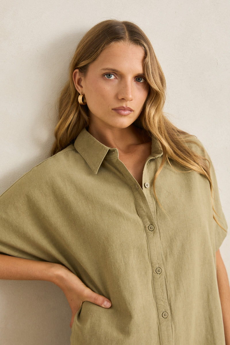Classic Shirt Dress Olive