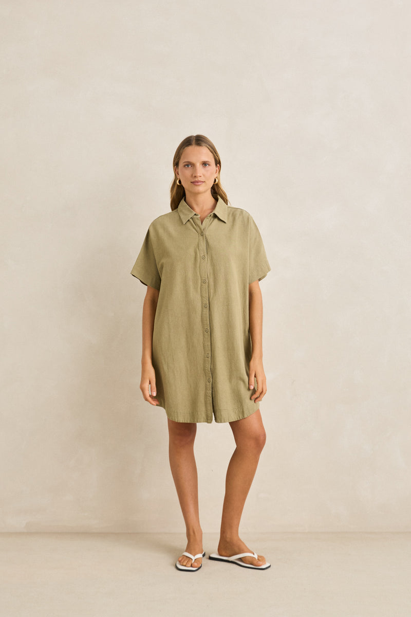 Classic Shirt Dress Olive