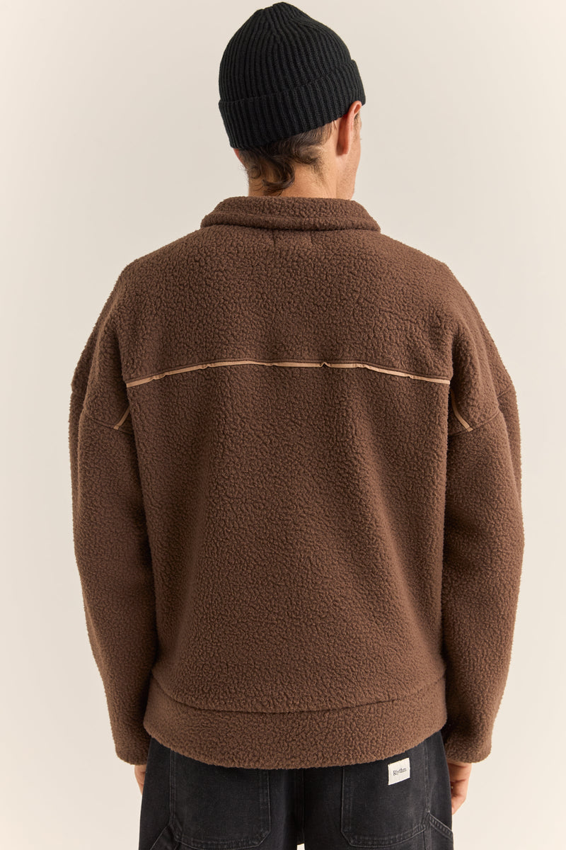 Contrast Quarter Zip Pullover Chocolate