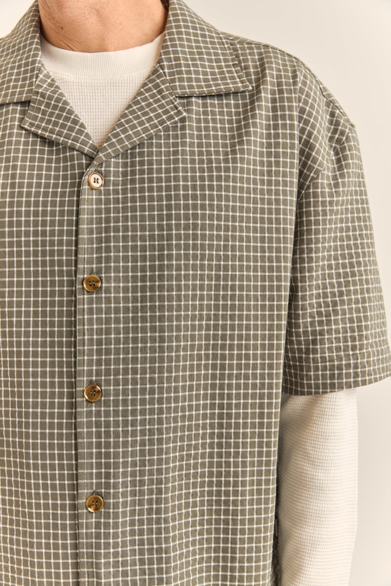 Relaxed Check Ss Shirt Olive