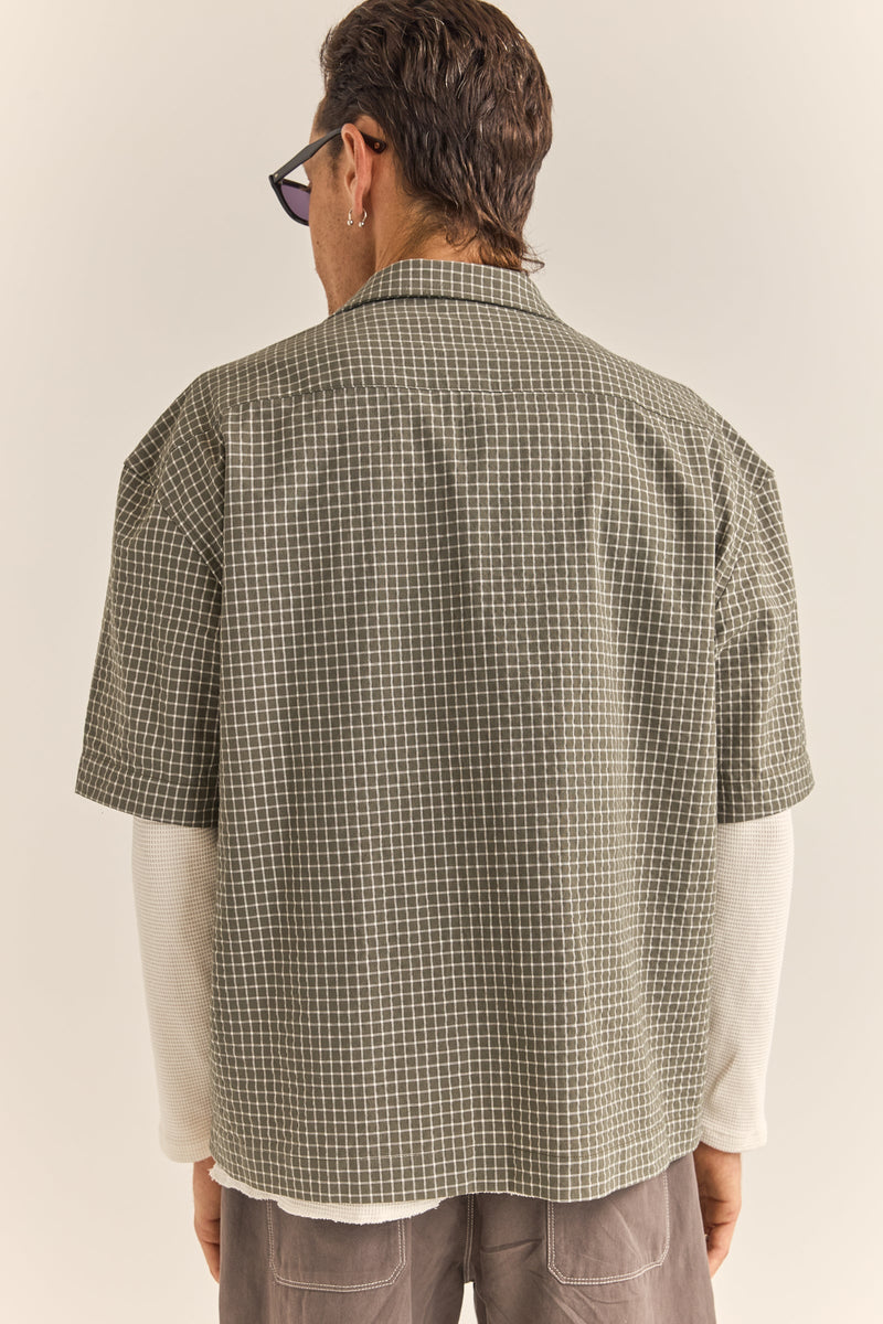 Relaxed Check Ss Shirt Olive