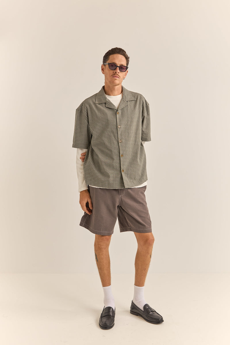 Relaxed Check Ss Shirt Olive