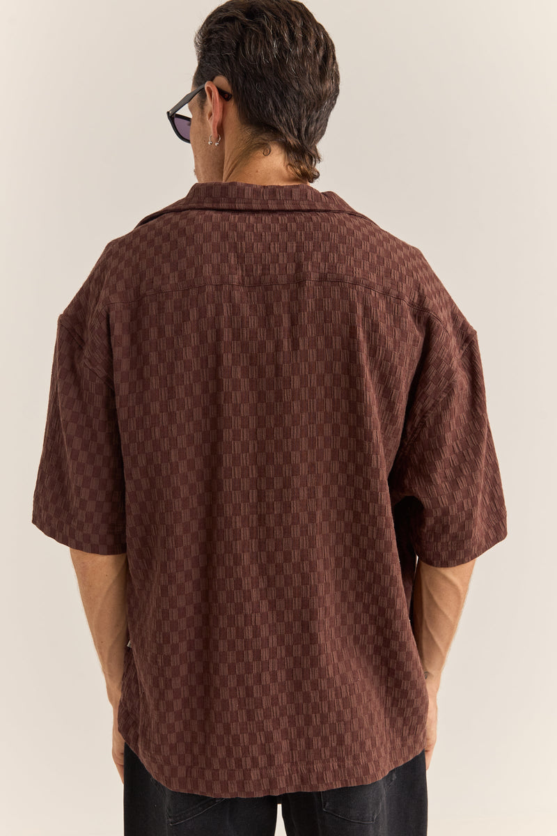 Relaxed Texture Ss Shirt Chocolate