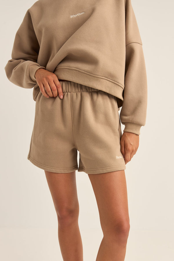 Logo Fleece Shorts Taupe