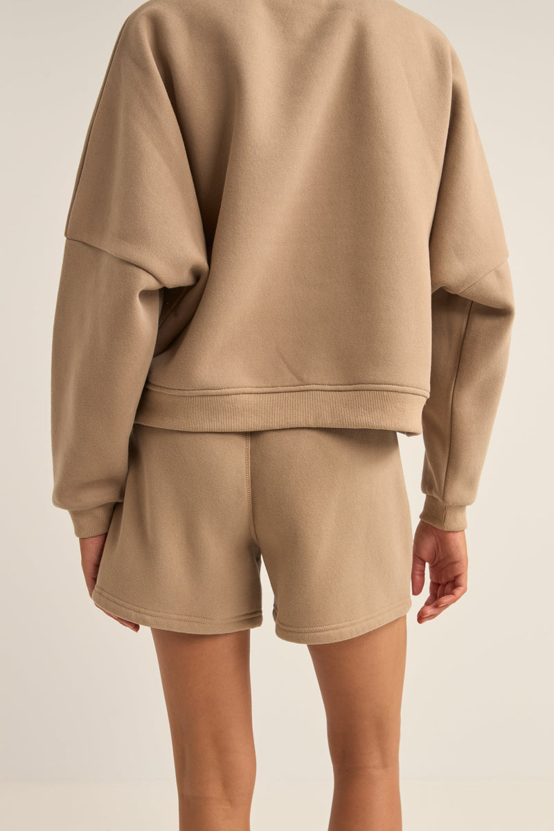 Logo Fleece Shorts Taupe