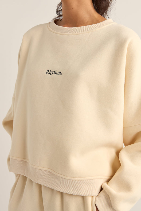 Logo Crew Neck Fleece Oatmeal