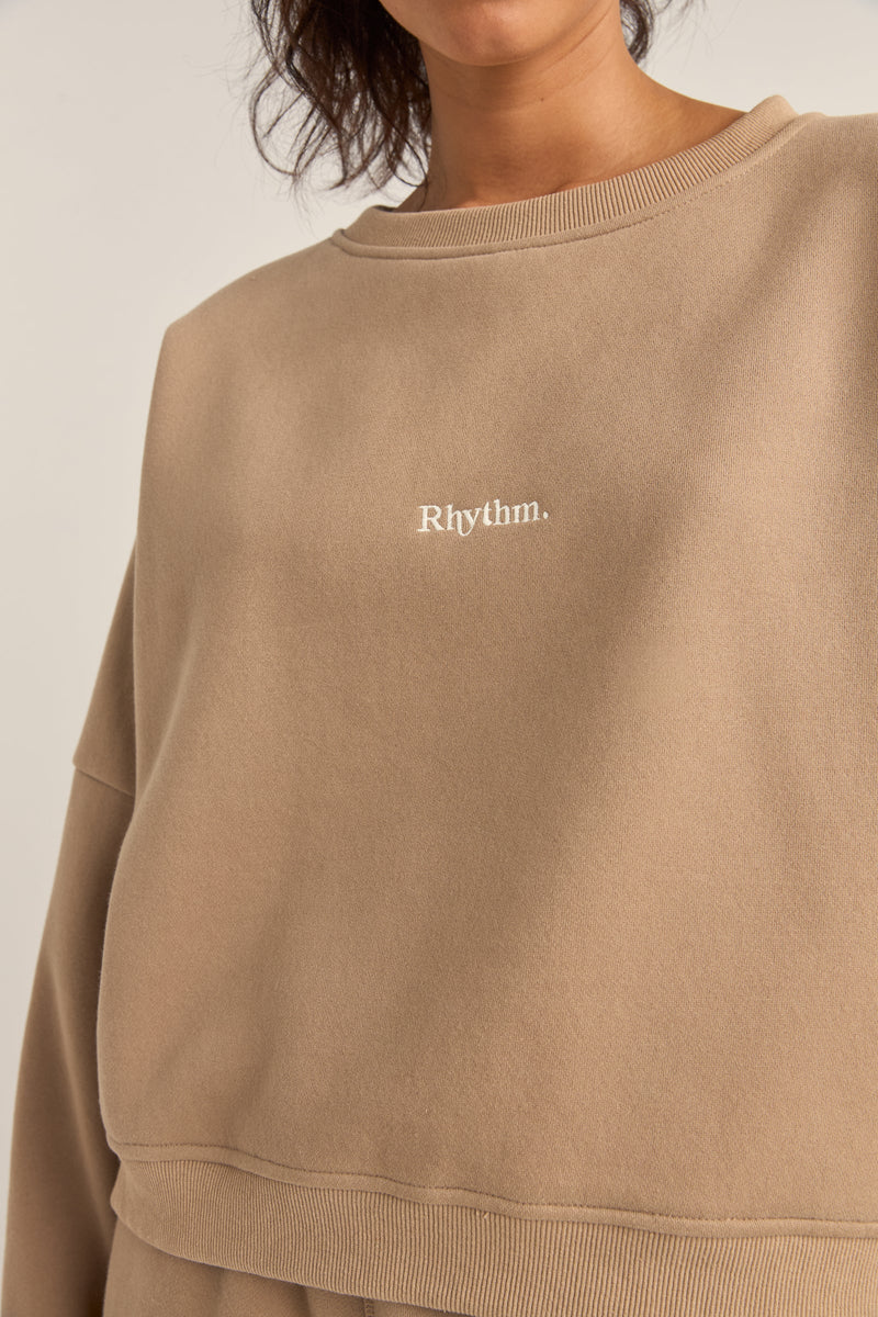 Logo Crew Neck Fleece Taupe