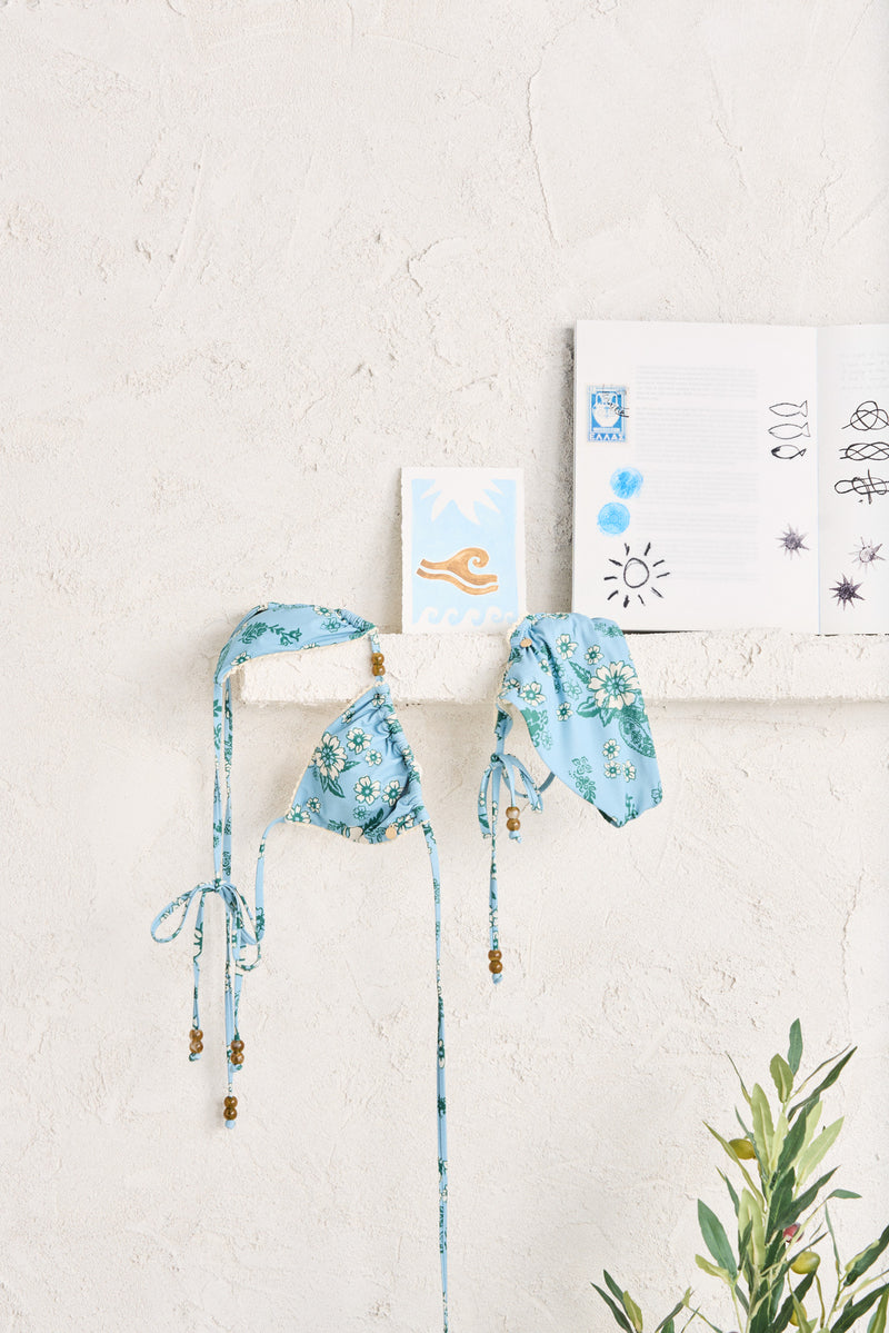 Hamptons Floral Slide Tri Top Blue