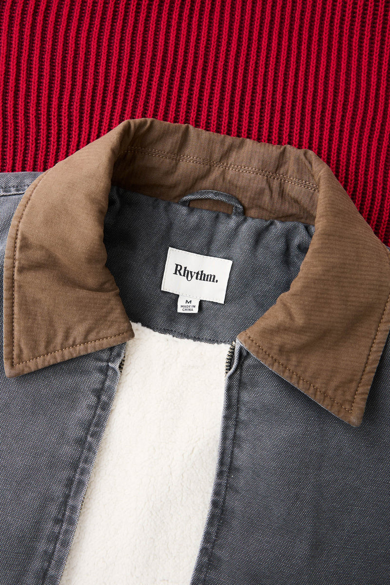 Washed Canvas Bomber Jacket Charcoal
