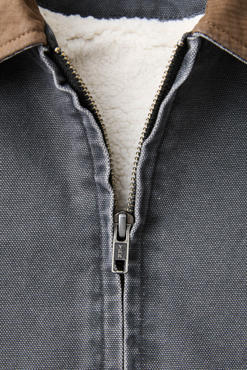 Washed Canvas Bomber Jacket Charcoal
