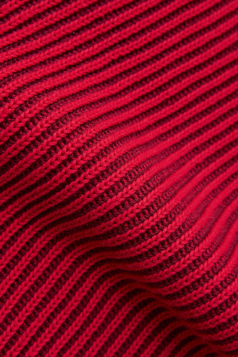 Texture Stripe Knit Moroccan Red