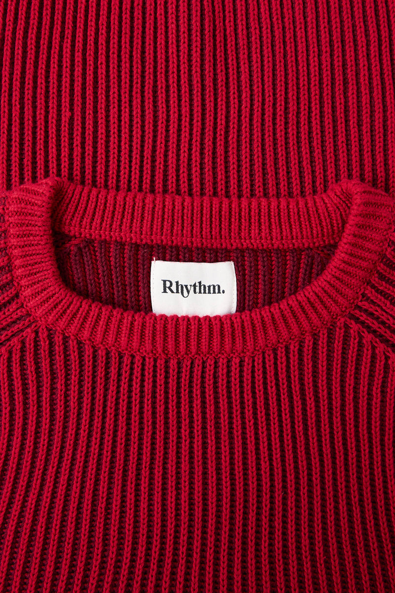 Texture Stripe Knit Moroccan Red