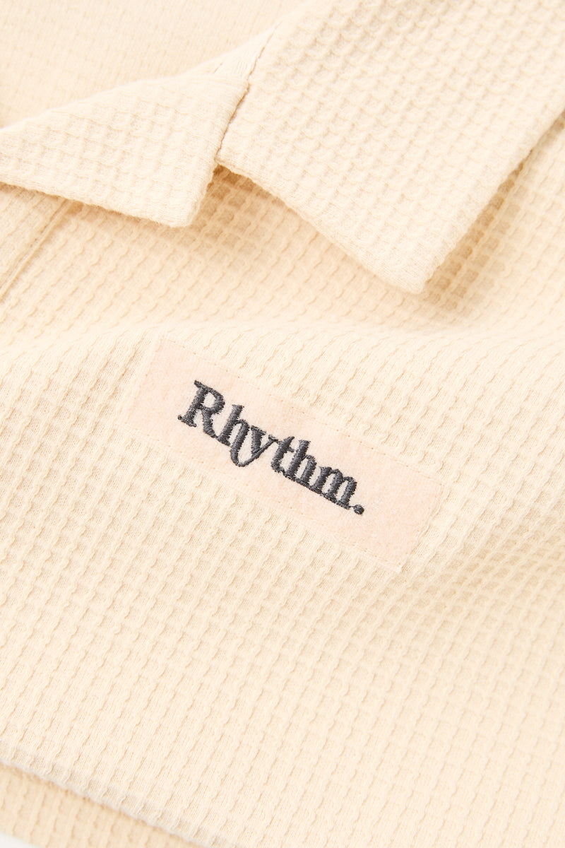 Waffle Rugby Ls Polo Cream