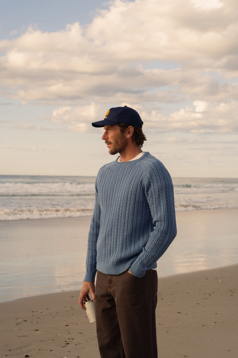 Doheny Pointelle Crew Knit  Slate