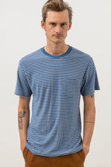 Linen Stripe SS T-Shirt Slate