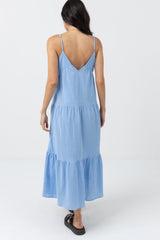 Cleo Tiered Midi Dress Ocean