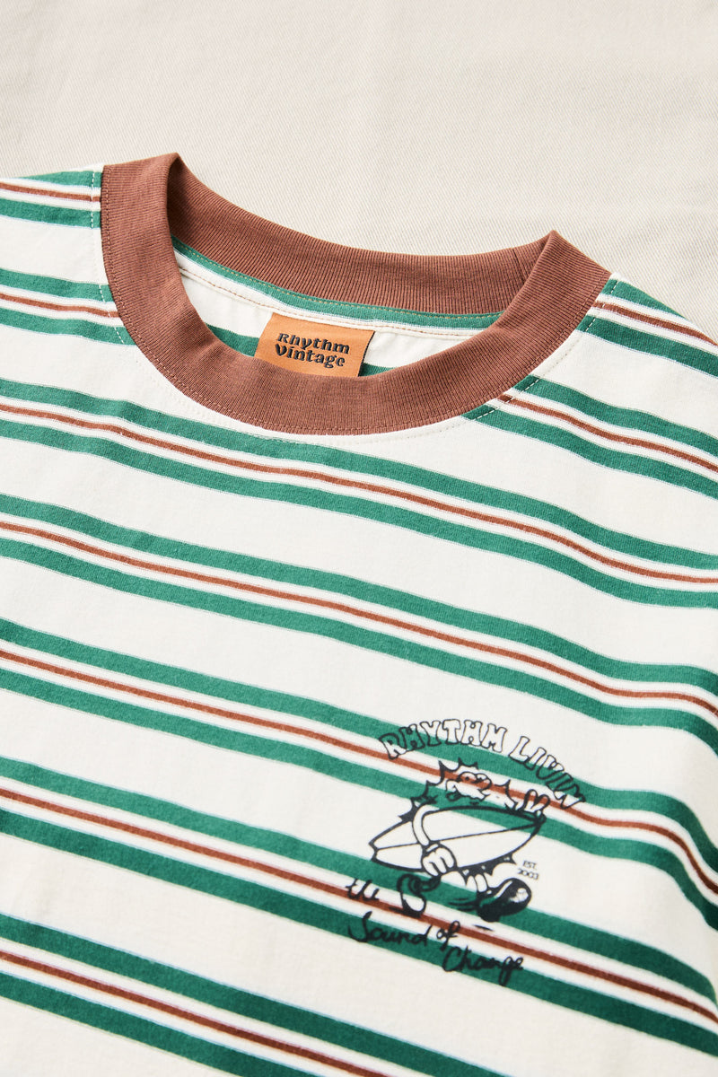 Peace Sun Vintage Stripe Ss T-Shirt White