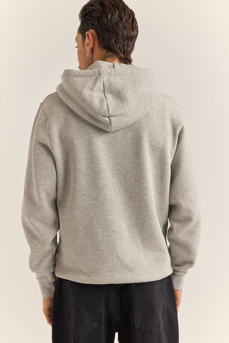 Brand Fleece Hood Grey Heather