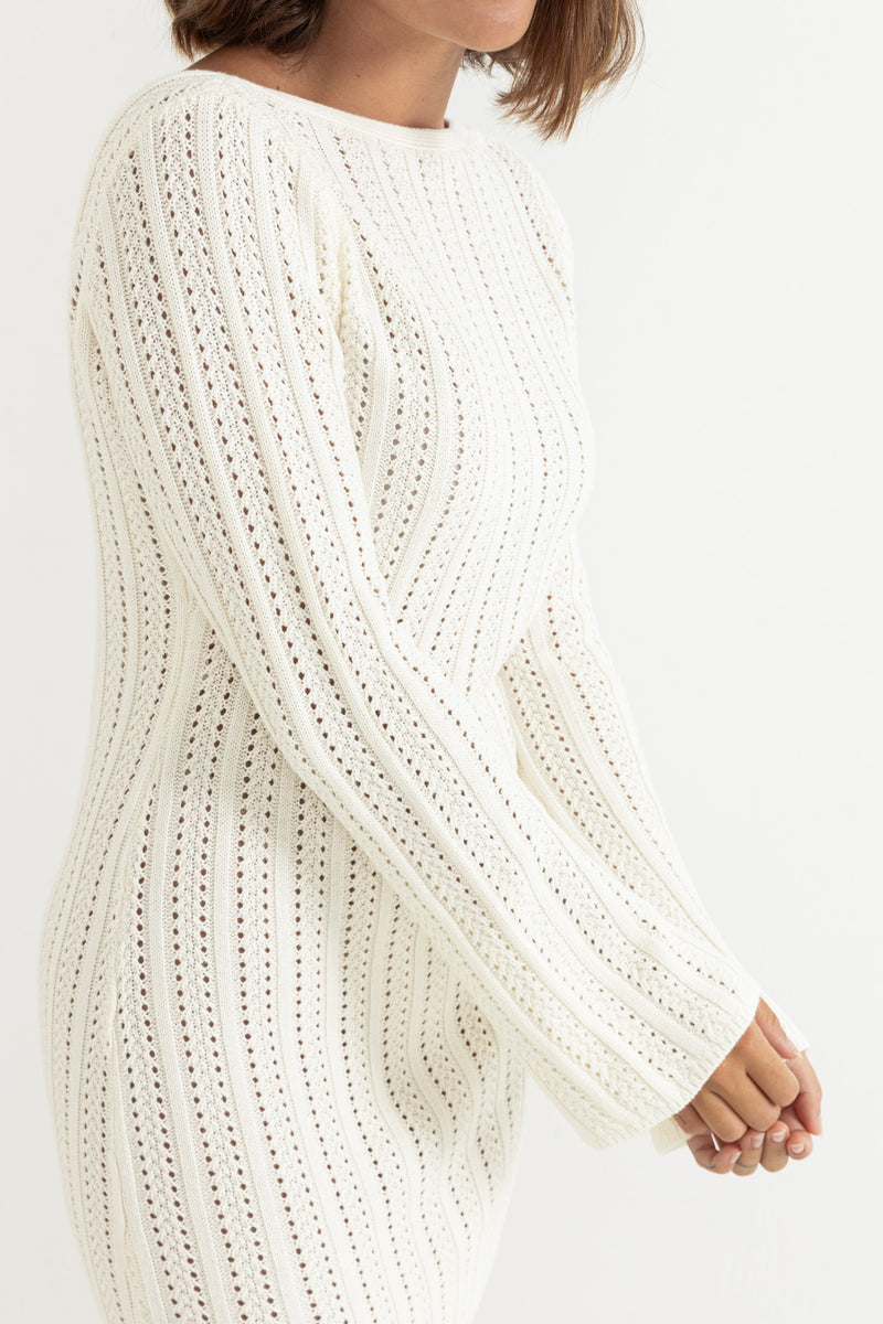 Charlize Long Sleeve Knit Mini Dress Cream