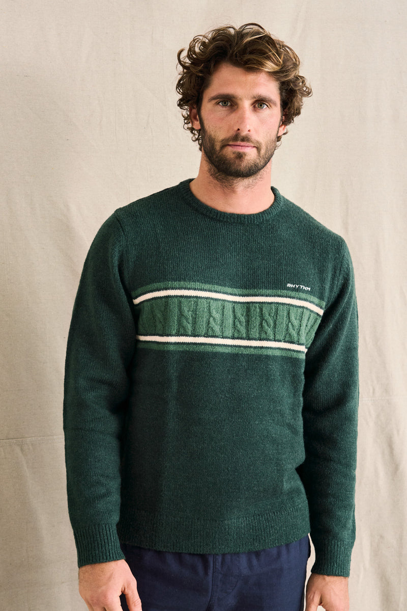Mohair Stripe Knit Dark Green