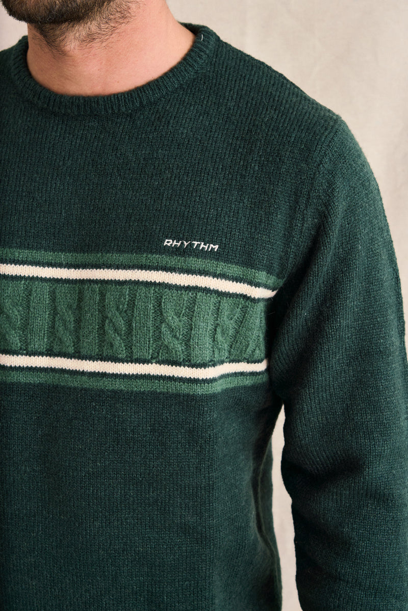 Mohair Stripe Knit Dark Green