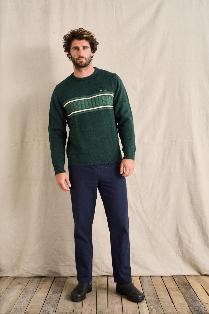 Mohair Stripe Knit Dark Green