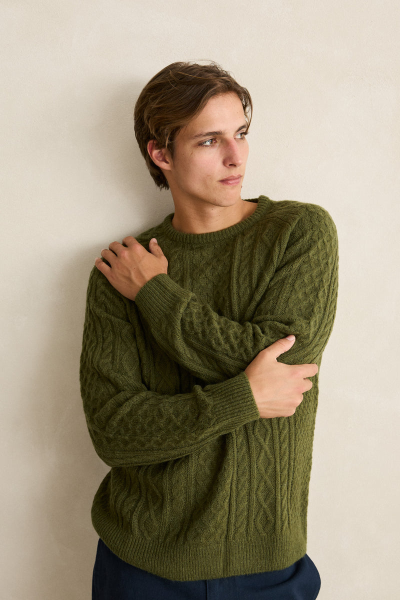 Mohair Fishermans Knit Olive – Rhythm