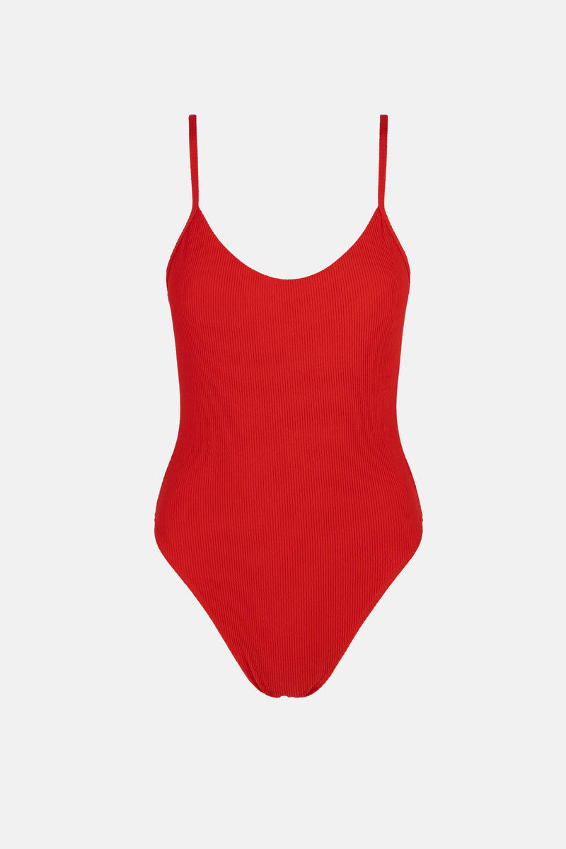 Essential Rib Minimal One Piece Cherry